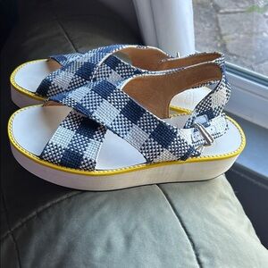 Stylish Checkered Malabar Sandals with Yellow Accent